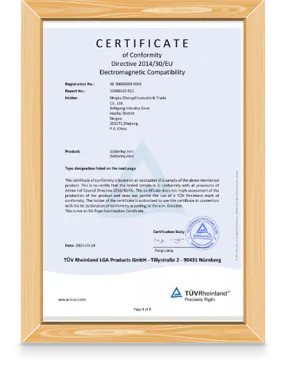 Electromagnetic Compatibility Certificate for product compliance and safety standards.