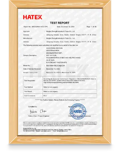 HATEK laboratory test report for electronic device.