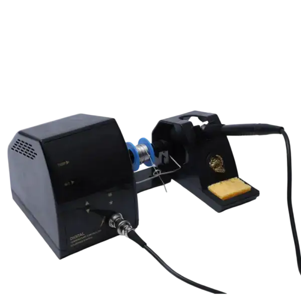 High-precision temperature soldering station with digital controls and ergonomic design for electronic repairs and assembly.