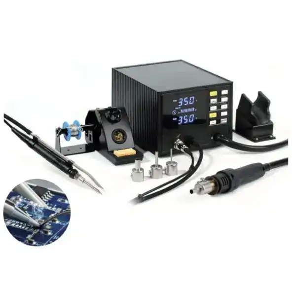High-precision 3-in-1 rework station for electronics repair and soldering tasks.