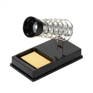 Gas lighter with a metal coil and sponge pad for ignition, black base.