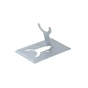 Wrench and mounting bracket for electrical installation, metal hardware component for securing electrical devices or fixtures, suitable for construction or repair projects.