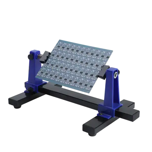 High-precision circuit board clamp used for secure positioning during electronic testing, soldering, and assembly processes. Ideal for technicians and engineers working with circuit boards.