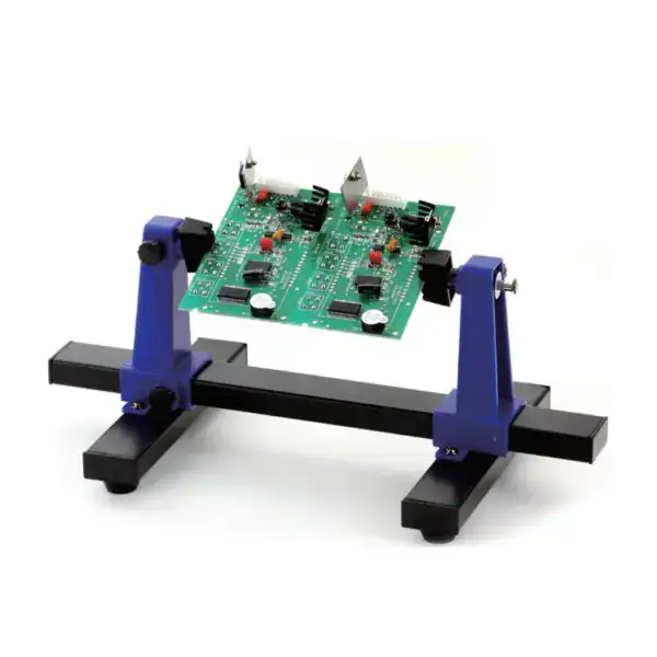 High-quality circuit board clamp designed for secure holding during electronic testing, soldering, and assembly processes. Ideal for technicians and hobbyists working with circuit boards.