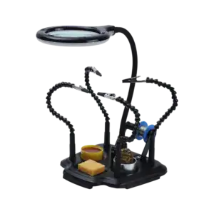 High-quality LED soldering magnifier station with adjustable light and magnification for precise electronics work. Ideal for detailed soldering, inspection, and repair tasks.