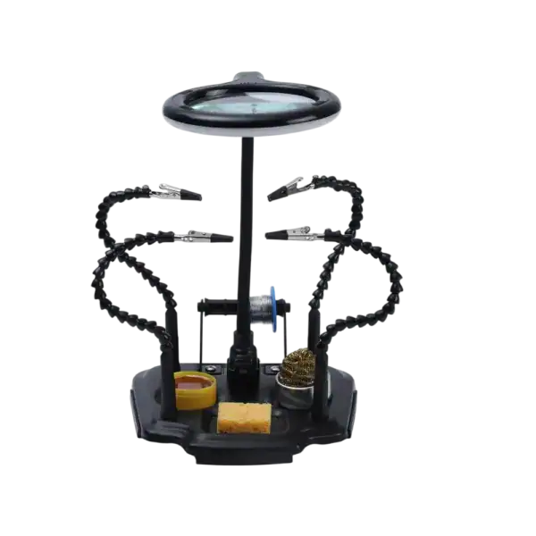 LED soldering magnifier station for precise electronics work and inspection.