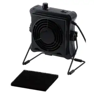Portable solder fume extractor for safe workspace.
