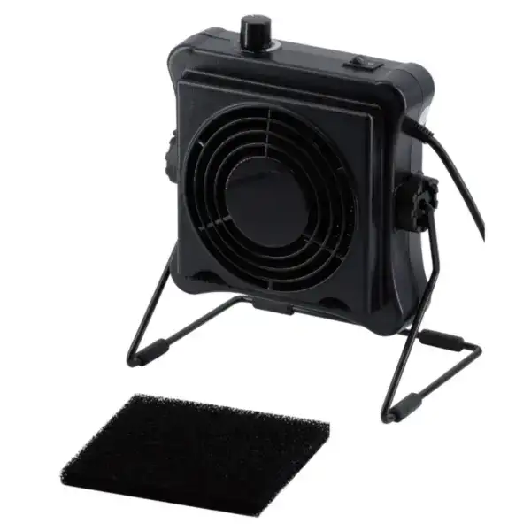 Portable solder fume extractor for safe workspace.
