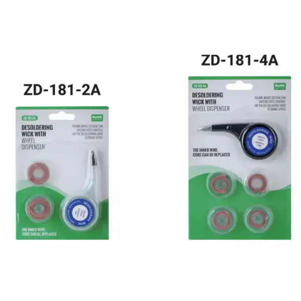 High-quality desoldering wick with wheel dispenser for electronics repair.