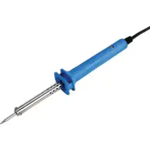Soldering iron for jewelry making, featuring a blue handle and a precision tip, ideal for detailed metalwork and jewelry repairs. Perfect for hobbyists and professionals.