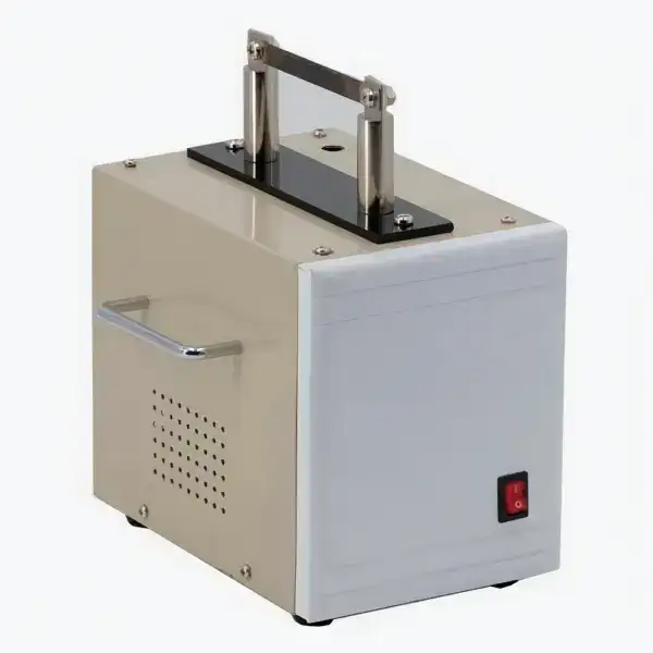 Industrial rope cutter machine with stainless steel blades, compact design, and easy operation, ideal for cutting ropes efficiently in manufacturing settings.