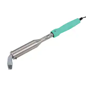 Soldering iron used for metal soldering and electronic repairs, featuring a stainless steel tip and ergonomic handle for precise control. Ideal for DIY projects and professional use.