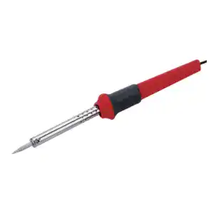 High-quality soldering iron with red handle and metal tip for precise electronic soldering tasks.