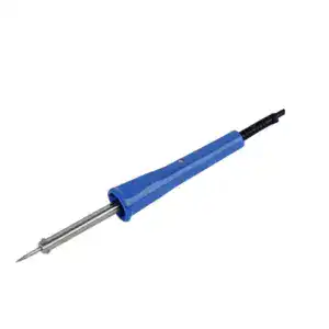 Precision soldering iron with blue handle, ideal for electronics repair and circuit board soldering. Suitable for DIY projects and professional electronics work.
