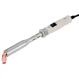 Soldering iron with adjustable temperature control, ideal for electronics, circuit board repair, and DIY soldering tasks. Features a comfortable grip and precise tip for detailed work.