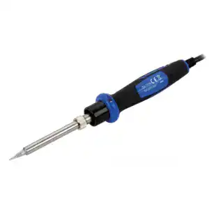 High-precision plastic soldering iron for electronic repairs and plastic welding. Features adjustable temperature control, ergonomic design, and durable construction for professional use.