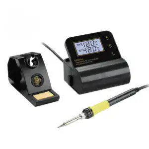 High-precision Chinese soldering station with digital display and adjustable temperature settings.