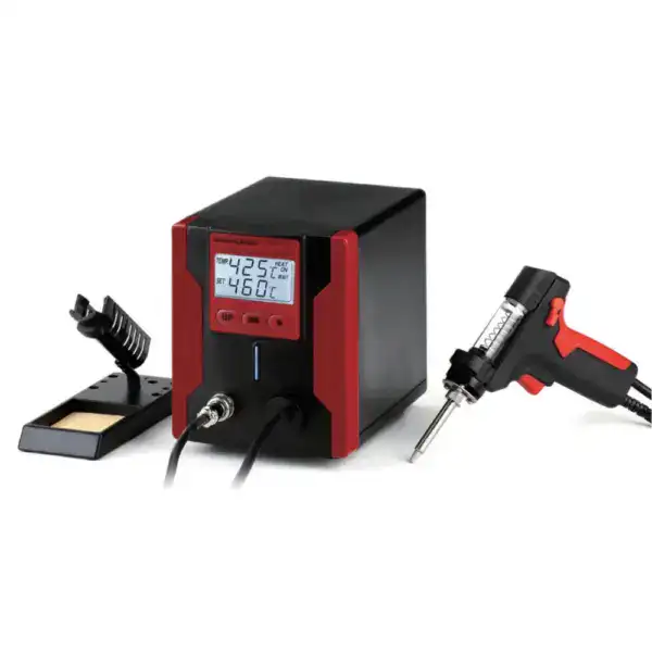 High-precision desoldering station with digital temperature control and soldering iron.