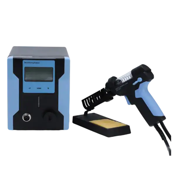 High-precision desoldering station with digital display and soldering gun.