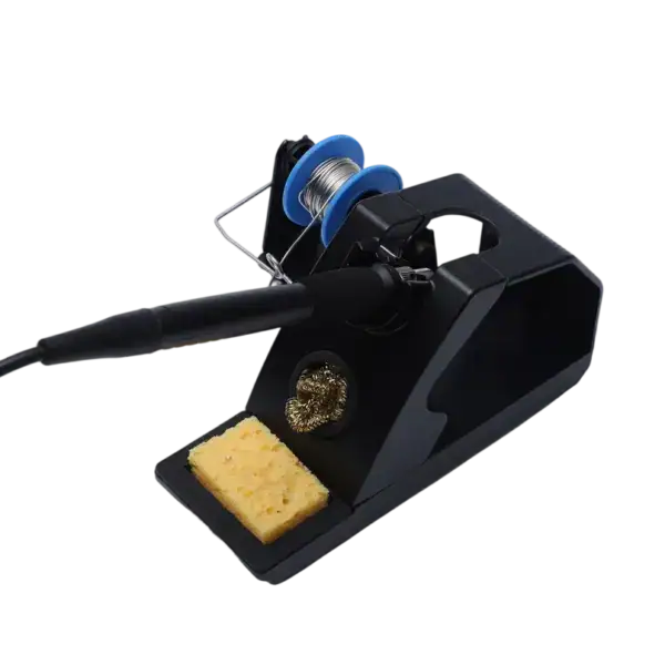 High-quality electronics soldering station with adjustable temperature control and soldering iron. Ideal for precise soldering tasks in electronics assembly and repair.