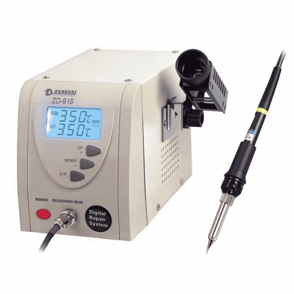 Digital soldering station with adjustable temperature control, ideal for beginners and DIY electronics projects. Features a digital display and ergonomic soldering iron.