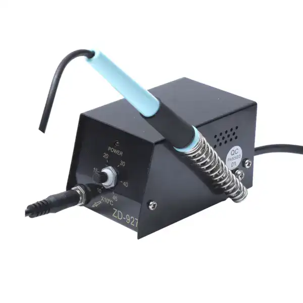 220V soldering station with adjustable temperature control and ergonomic design.