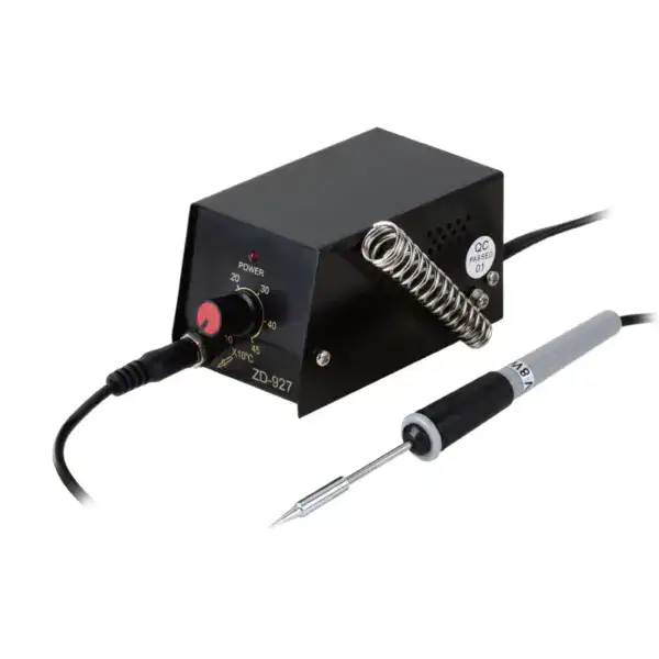 High-quality 220V soldering station with adjustable temperature control for electronic repairs and soldering projects. Compact design with ergonomic handle and reliable power supply.