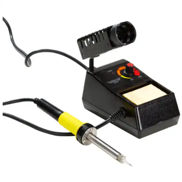 High-quality soldering station with hot air gun and precision soldering iron for electronics repair and assembly.