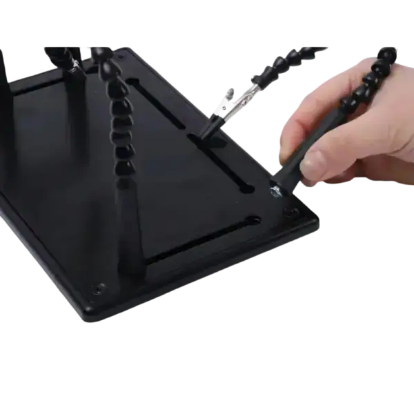 Soldering helping hands with adjustable arms for precise electronics work, ideal for soldering, circuit assembly, and DIY projects.