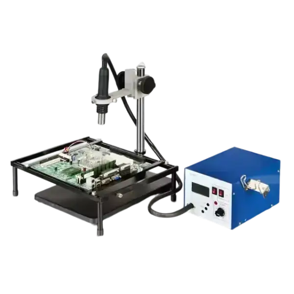 High-precision PCB holder clamp for secure positioning during electronic testing and assembly processes. Compatible with various circuit boards, ensuring stability and accuracy in manufacturing.