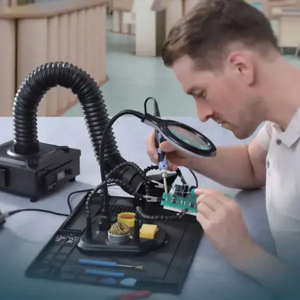 High-efficiency soldering fume extractor for safe electronics work.