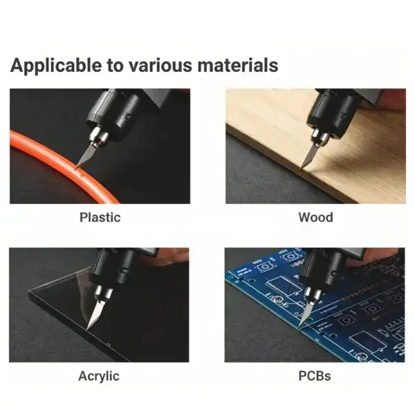 Precision cutting tool suitable for plastic, wood, acrylic, and PCB materials, ideal for various manufacturing and DIY projects.